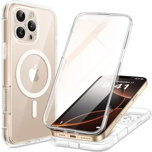 BERFY for iPhone 16 Pro Max Case, Compatible with MagSafe, Built-in Glass Screen Protector, Camera Protection, Shockproof Full Body Phone Case 6.9