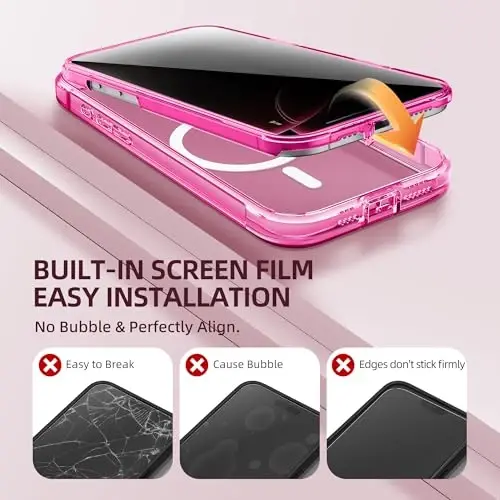 BERFY for iPhone 16 Pro Max Case, Compatible with MagSafe, Built-in Privacy Screen Protector, Camera Protection, Shockproof Full Body Phone Case 6.9