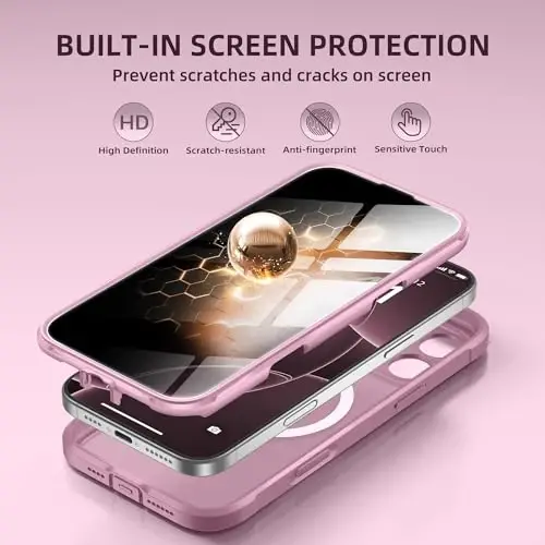 BERFY for iPhone 16 Pro Max Case, Compatible with MagSafe, Built-in Privacy Screen Protector, Camera Protection, Shockproof Full Body Phone Case 6.9
