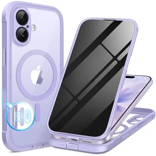 BERFY for iPhone 17 Case, Compatible with MagSafe, Built-in Privacy Screen Protector, Camera Protection, Shockproof Full Body Phone Case 6.3