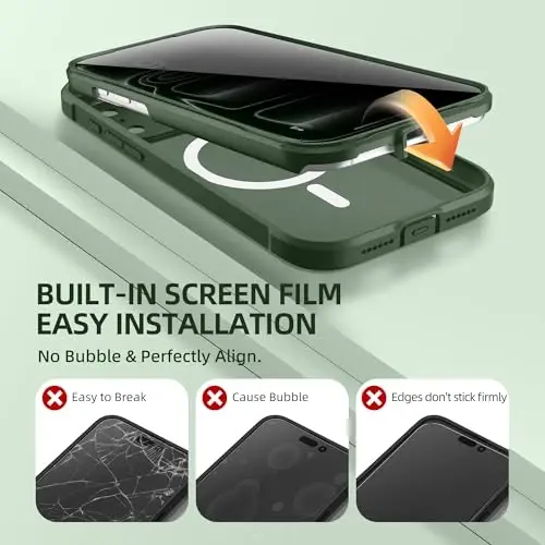 BERFY for iPhone 17 Pro Case, Compatible with MagSafe, Built-in Privacy Screen Protector, Camera Protection, Shockproof Full Body Phone Case 6.3