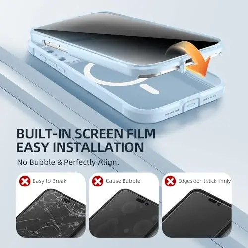 BERFY for iPhone 17 Pro Case, Compatible with MagSafe, Built-in Privacy Screen Protector, Camera Protection, Shockproof Full Body Phone Case 6.3
