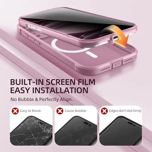 BERFY for iPhone 17 Pro Case, Compatible with MagSafe, Built-in Privacy Screen Protector, Camera Protection, Shockproof Full Body Phone Case 6.3