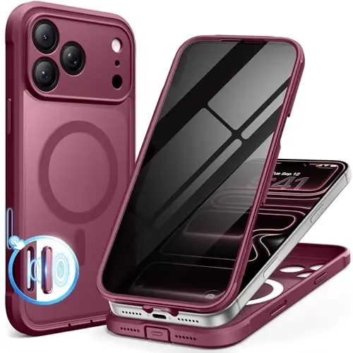 BERFY for iPhone 17 Pro Case, Compatible with MagSafe, Built-in Privacy Screen Protector, Camera Protection, Shockproof Full Body Phone Case 6.3