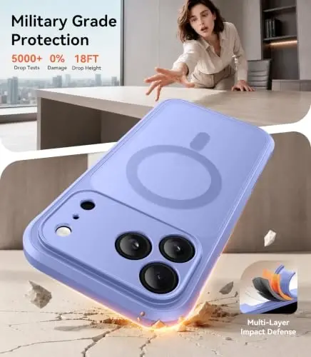 BERFY for iPhone 17 Pro Case, Compatible with MagSafe, Light Lavender | Built in Screen Protector, Full Camera Protection, Shockproof Full Body Magnetic Translucent Matte Phone Case 6.3