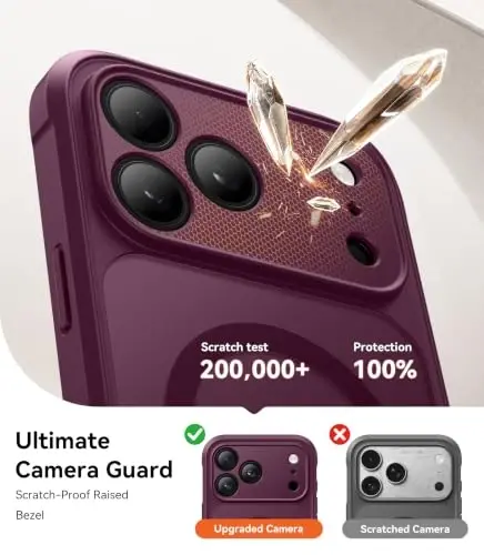 BERFY for iPhone 17 Pro Max Case, Compatible with MagSafe, Burgundy | Built in Screen Protector, Full Camera Protection, Shockproof Full Body Magnetic Translucent Matte Phone Case 6.9