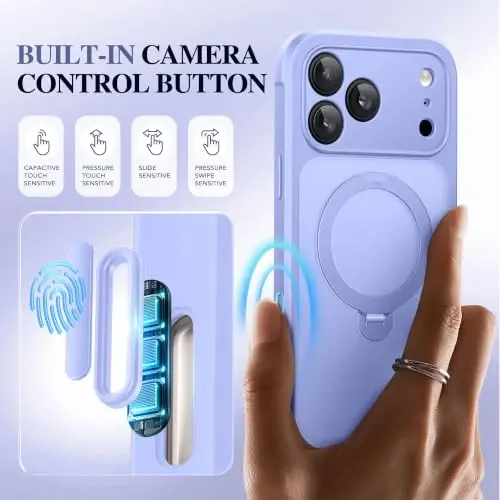 BERFY for iPhone 17 Pro Max Case, Compatible with Magsafe, Lagoon Blue | Built in Privacy Screen Protector,Full Camera Protection,Shockproof Full Body Translucent Phone Case with Magnetic Stand 6.9