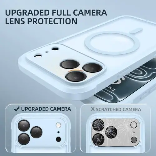 BERFY for iPhone 17 Pro Max Gʻilofi, MagSafe bilan mos keladi, Oʻrnatilgan shisha ekran himoyasi, Kamera himoyasi, Zarbaga chidamli toʻliq tana telefon gʻilofi 6.9