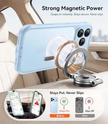 BERFY for iPhone 18 Pro Max Case/iPhone 17 Pro Max Case, Fit for Magsafe | Built-in Privacy Screen, Camera Protection, Shockproof Full Body Translucent Matte Magnetic Phone Case 6.9