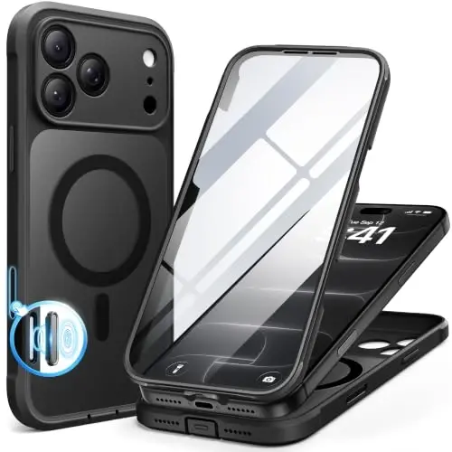 BERFY for iPhone 18 Pro Max Case/iPhone 17 Pro Max Case, Fit for Magsafe | Built in Screen Protector, Camera Protection, Shockproof Full Body Translucent Matte Magnetic Phone Case 6.9