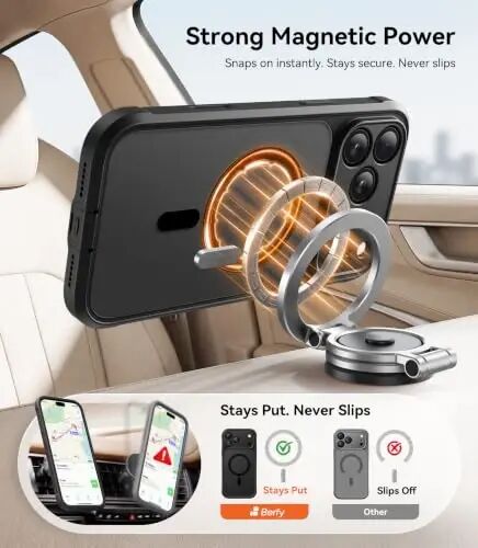 BERFY for iPhone 18 Pro Max Case/iPhone 17 Pro Max Case, Fit for Magsafe | Built in Screen Protector, Camera Protection, Shockproof Full Body Translucent Matte Magnetic Phone Case 6.9