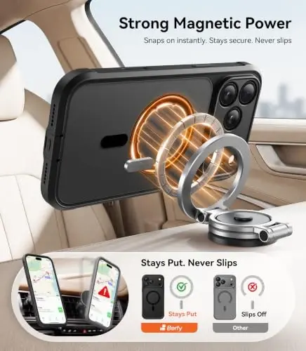 BERFY for iPhone 18 Pro Max Case/iPhone 17 Pro Max Case, Fit for Magsafe | Built in Screen Protector, Camera Protection, Shockproof Full Body Translucent Matte Magnetic Phone Case 6.9