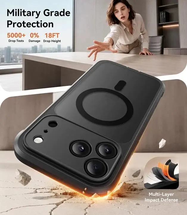 BERFY for iPhone 18 Pro Max Case/iPhone 17 Pro Max Case, Fit for Magsafe | Built in Screen Protector, Camera Protection, Shockproof Full Body Translucent Matte Magnetic Phone Case 6.9