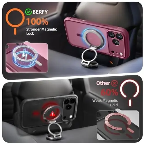 BERFY için iPhone 17 Pro Kılıfı, MagSafe ile Uyumlu, Dahili Gizlilik Ekran Koruyucusu, Kamera Koruması, Darbeye Dayanıklı Tam Gövde Telefon Kılıfı 6.3