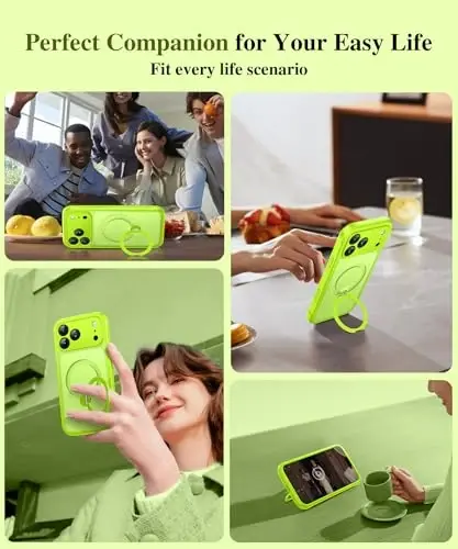 BERFY için iPhone 17 Pro Kılıfı, MagSafe ile Uyumlu, Dahili Gizlilik Ekran Koruyucusu, Manyetik Stantlı 17 Pro için Darbeye Dayanıklı Tam Gövde Telefon Kılıfı, Yarı Saydam Parlak Yeşil - 5