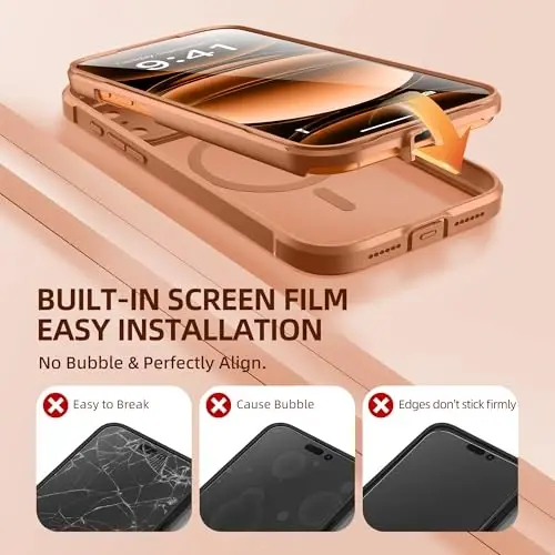 BERFY için iPhone 17 Pro Kılıfı, MagSafe ile Uyumludur, Dahili Cam Ekran Koruyucu, Kamera Koruması, Darbeye Dayanıklı Tam Gövde Telefon Kılıfı 6.3