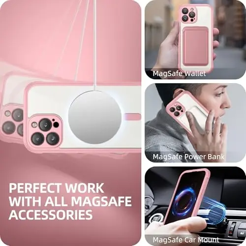 BERFY iPhone 12 Pro Max uchun g'ilof, MagSafe bilan mos, o'rnatilgan maxfiylik ekran himoyachisi va kamera himoyasi, Anti-Spy Full Body zarbga chidamli tiniq telefon g'ilofi 12 Pro Max 6.7