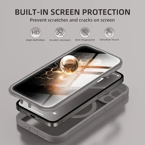 BERFY for iPhone 13 Pro Max Case, Compatible with MagSafe, Built-in Privacy Screen Protector and Camera Protection, Anti-Spy Full Body Shockproof Clear Phone Case for 13 Pro Max 6.7