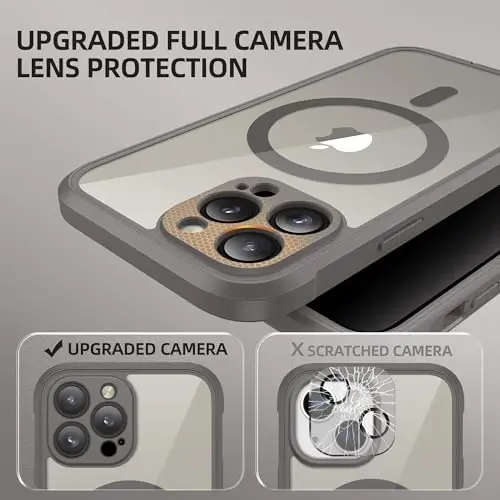 BERFY for iPhone 13 Pro Max Case, Compatible with MagSafe, Built-in Privacy Screen Protector and Camera Protection, Anti-Spy Full Body Shockproof Clear Phone Case for 13 Pro Max 6.7