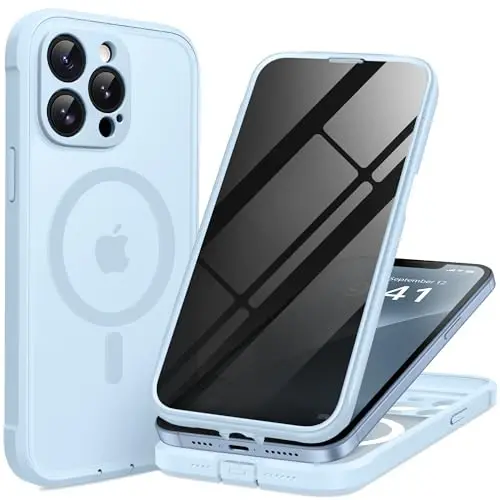 BERFY for iPhone 13 Pro Max Case, Compatible with MagSafe, Built-in Privacy Screen Protector and Camera Protection, Anti-Spy Full Body Shockproof Matte Phone Case for 13 Pro Max 6.7