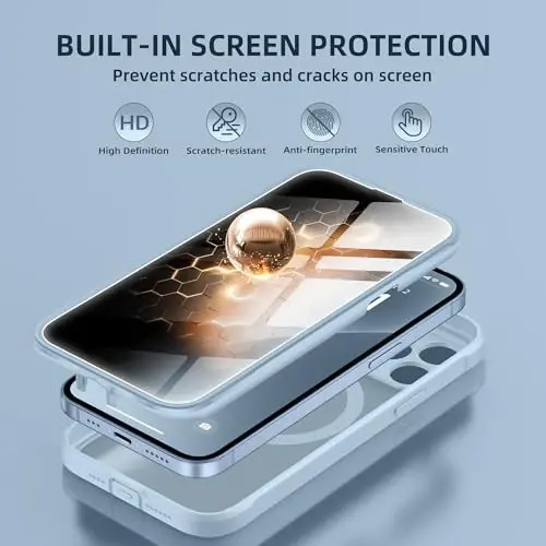 BERFY for iPhone 13 Pro Max Case, Compatible with MagSafe, Built-in Privacy Screen Protector and Camera Protection, Anti-Spy Full Body Shockproof Matte Phone Case for 13 Pro Max 6.7