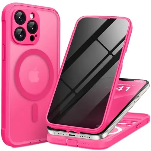 BERFY for iPhone 13 Pro Max Case, Compatible with MagSafe, Built-in Privacy Screen Protector, Camera Protection, Shockproof Full Body Phone Case 6.7