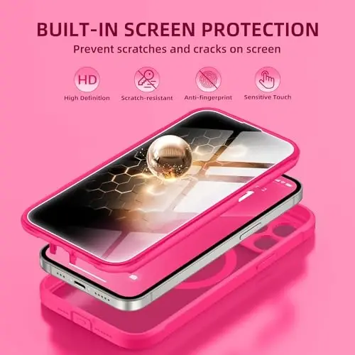 BERFY for iPhone 13 Pro Max Case, Compatible with MagSafe, Built-in Privacy Screen Protector, Camera Protection, Shockproof Full Body Phone Case 6.7