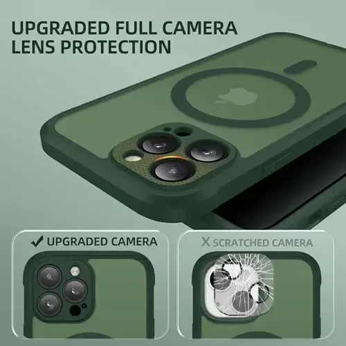 BERFY iPhone 13 Pro Max uchun g‘ilof, MagSafe bilan mos, o‘rnatilgan maxfiylik ekran himoyachisi va kamera himoyasi, 13 Pro Max 6.7