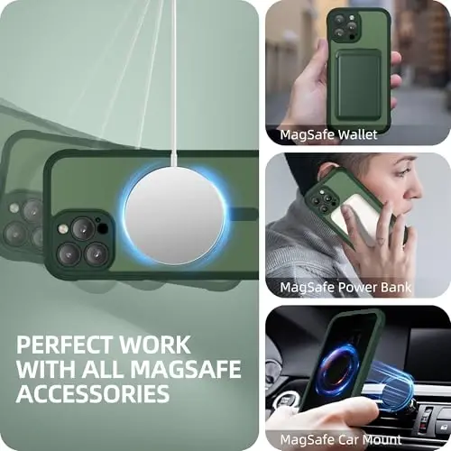 BERFY iPhone 13 Pro Max uchun g‘ilof, MagSafe bilan mos, o‘rnatilgan maxfiylik ekran himoyachisi va kamera himoyasi, 13 Pro Max 6.7