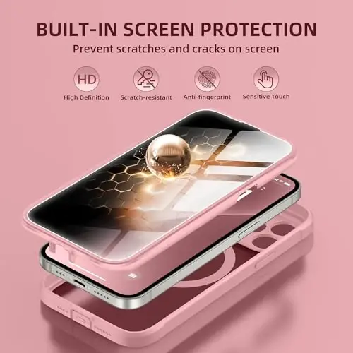 BERFY iPhone 13 Pro Max uchun g'ilof, MagSafe bilan mos, o'rnatilgan maxfiylik ekran himoyachisi va kamera himoyasi, 13 Pro Max 6.7