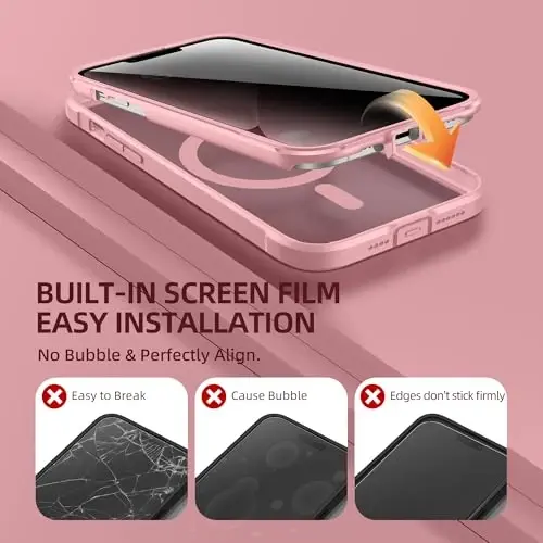 BERFY iPhone 13 Pro Max uchun g'ilof, MagSafe bilan mos, o'rnatilgan maxfiylik ekran himoyachisi va kamera himoyasi, 13 Pro Max 6.7