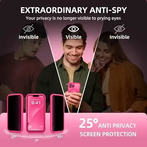 BERFY iPhone 13 Pro Max uchun g'ilof, MagSafe bilan mos, o'rnatilgan maxfiylik ekran himoyachisi va kamera himoyasi, Anti-Spy to'liq korpusli zarbaga chidamli mat g'ilof 13 Pro Max 6.7