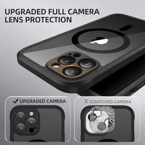 BERFY iPhone 13 Pro Max uchun g'ilof, MagSafe bilan mos, o'rnatilgan maxfiylik ekran himoyachisi va kamera himoyasi, Anti-Spy zarbga chidamli shaffof telefon g'ilofi 13 Pro Max 6.7