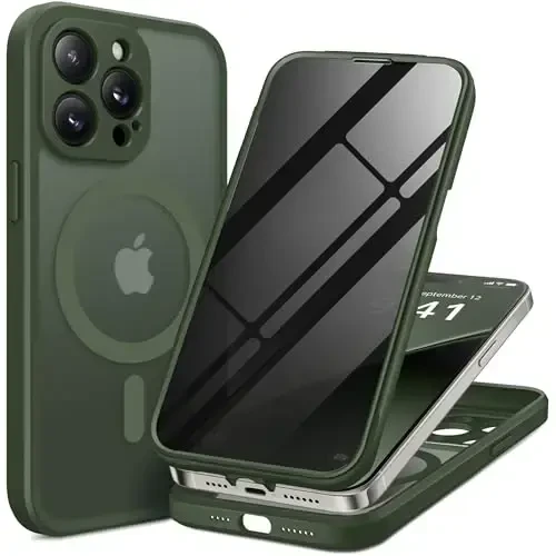 BERFY Magnetic for iPhone 14 Pro Max Case, Compatible with MagSafe, Built-in Privacy Screen Protector and Upgraded Camera Protection, Anti-Spy Full Body Shockproof Phone Case for 14 Pro Max 6.7