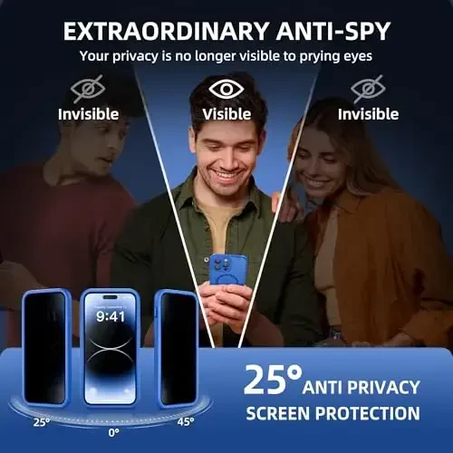 BERFY iPhone 14 Pro Max uchun g'ilof, MagSafe bilan mos, o'rnatilgan maxfiylik ekran himoyachisi va kamera himoyasi, 14 Pro Max 6.7