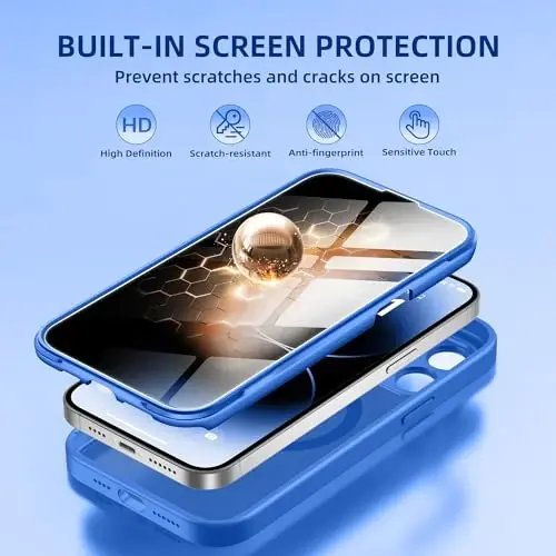 BERFY iPhone 14 Pro Max uchun g'ilof, MagSafe bilan mos, o'rnatilgan maxfiylik ekran himoyachisi va kamera himoyasi, 14 Pro Max 6.7