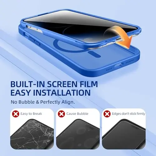 BERFY iPhone 14 Pro Max uchun g'ilof, MagSafe bilan mos, o'rnatilgan maxfiylik ekran himoyachisi va kamera himoyasi, 14 Pro Max 6.7