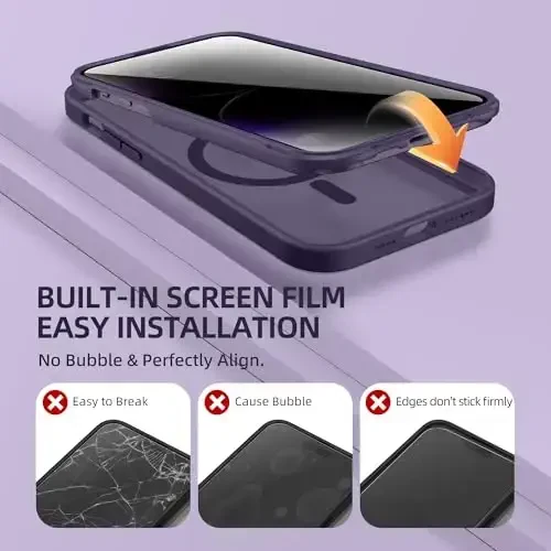 BERFY iPhone 14 Pro Max uchun g'ilof, MagSafe bilan mos, o'rnatilgan maxfiylik ekran himoyachisi va kamera himoyasi, Anti-Spy zarbga chidamli mat g'ilof 14 Pro Max 6.7