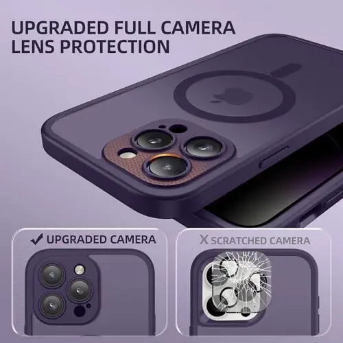 BERFY iPhone 14 Pro Max uchun g'ilof, MagSafe bilan mos, o'rnatilgan maxfiylik ekran himoyachisi va kamera himoyasi, Anti-Spy zarbga chidamli mat g'ilof 14 Pro Max 6.7