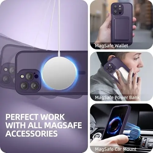 BERFY iPhone 14 Pro Max uchun g'ilof, MagSafe bilan mos, o'rnatilgan maxfiylik ekran himoyachisi va kamera himoyasi, Anti-Spy zarbga chidamli mat g'ilof 14 Pro Max 6.7