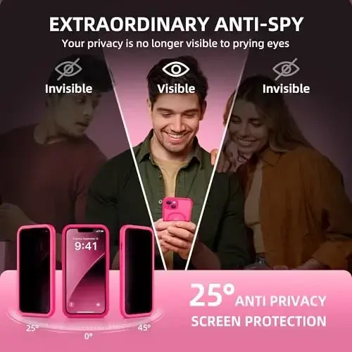 BERFY iPhone 14 uchun g'ilof, MagSafe bilan mos, o'rnatilgan maxfiylik ekran himoyachisi va kamera himoyasi, 14 6.1