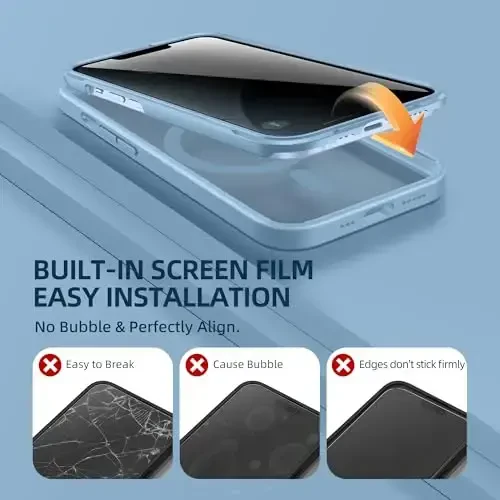 BERFY for iPhone 14 Case, Compatible with MagSafe, Built-in Privacy Screen Protector and Camera Protection, Anti-Spy Full Body Shockproof Clear Phone Case for 14 6.1