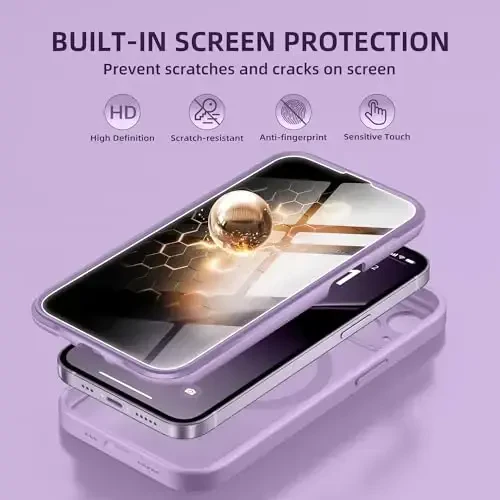 BERFY iPhone 14 uchun g'ilof, MagSafe bilan mos, o'rnatilgan maxfiylik ekran himoyachisi va kamera himoyasi, Anti-Spy to'liq korpusli zarbga chidamli tiniq telefon g'ilofi 14 6.1
