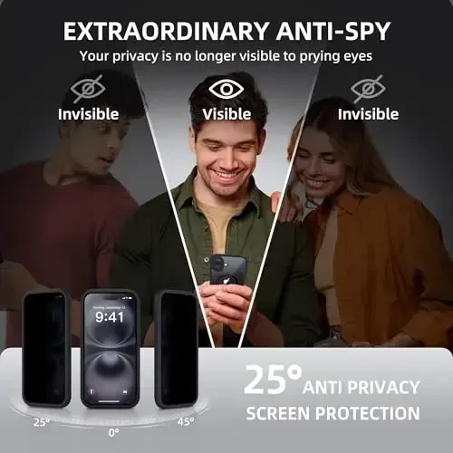 BERFY for iPhone 16 Plus Case, Compatible with MagSafe, Built-in Privacy Screen Protector and Camera Protection, Anti-Spy Full Body Shockproof Clear Phone Case for 16 Plus 6.7