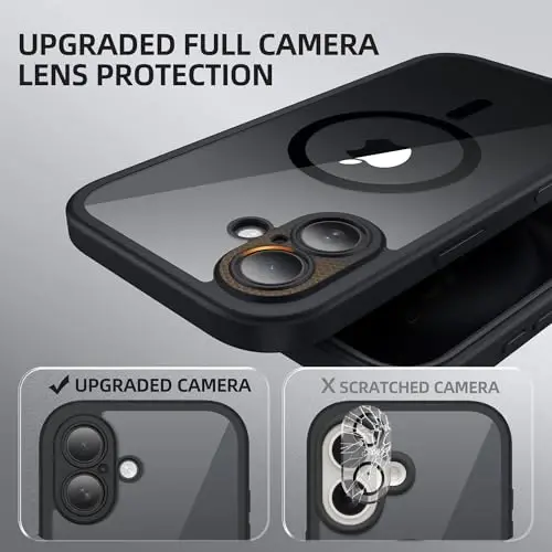 BERFY for iPhone 16 Plus Case, Compatible with MagSafe, Built-in Privacy Screen Protector and Camera Protection, Anti-Spy Full Body Shockproof Clear Phone Case for 16 Plus 6.7