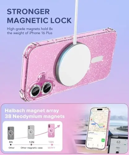 BERFY for iPhone 16 Plus Case Glitter 6.7