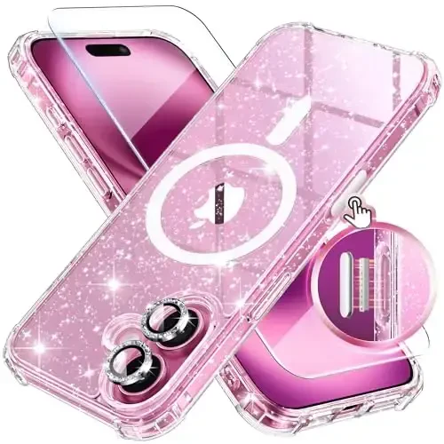 BERFY for iPhone 16 Plus Case Glitter 6.7