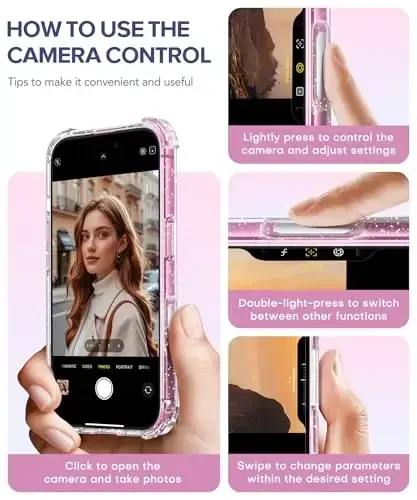 BERFY iPhone 16 Plus uchun g‘ilof, 9H temperli ekran himoyachisi + 2X olmos kamera linzalari himoyachilari bilan, [Sarg‘aymaydigan] Ayollar uchun tiniq yaltiroq chiroyli Bling qattiq zarbga chidamli qopqoq 6.7
