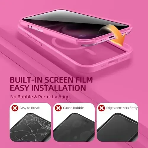 BERFY iPhone 16 Plus uchun g'ilof, MagSafe bilan mos, o'rnatilgan maxfiylik ekran himoyachisi va kamera himoyasi, Anti-Spy to'liq korpusli zarbga chidamli shaffof telefon g'ilofi 16 Plus 6.7