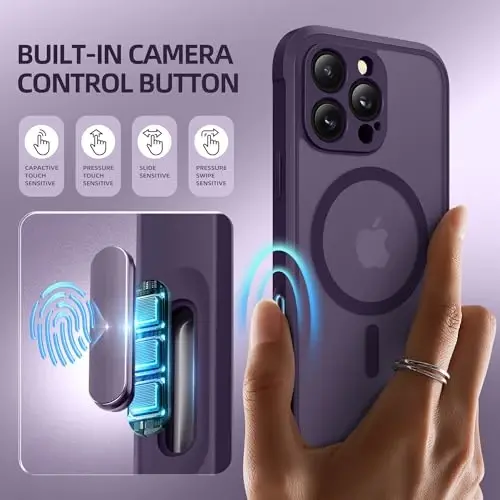 BERFY iPhone 16 Pro G'ilofgi, MagSafe bilan mos, o'rnatilgan maxfiylik ekran himoyachisi, kamera himoyasi, zarbaga chidamli to'liq tana telefon g'ilofgi 6.3